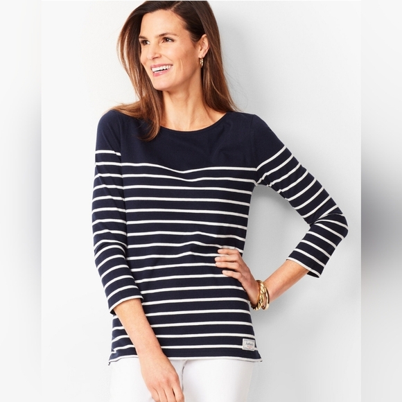 Talbots Authentic Talbots Tee - Slope Stripe Cotton Sweater Women Size M - Picture 10 of 10